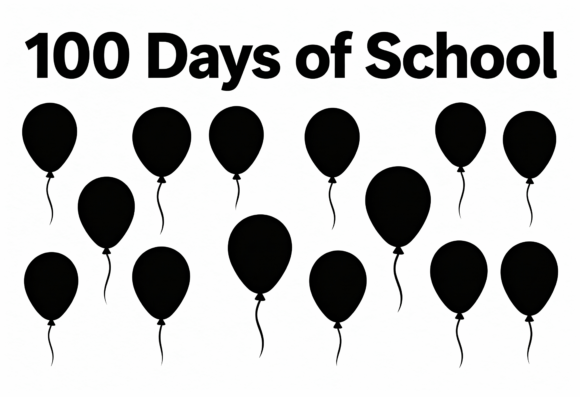 100 Days of School Black Balloons