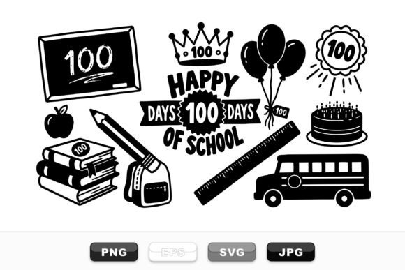 100 Days of School Clipart Set