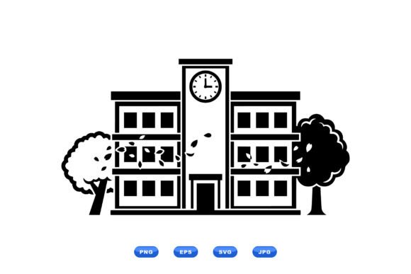Autumn School Building Clipart