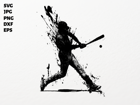 Baseball Batter Ink Splash SVG: Graphics for Crafts and Creative Design