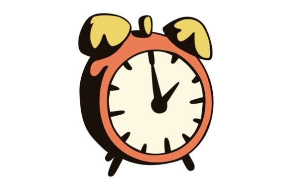 Classic School Alarm Clock: A Retro Graphic for Crafts and Graphics