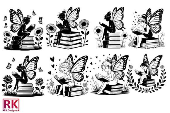 Fairy Reading Book SVG Vector Design: Graphics & Crafts