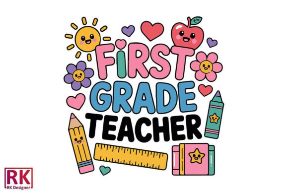 First Grade Teacher, Cute Boho Graphics for Crafts and Creative Projects