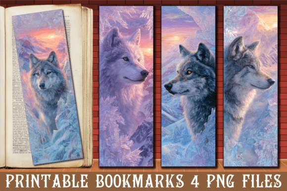 Icy Mountain Peak Winter Wolf Bookmark: Graphics & Crafts