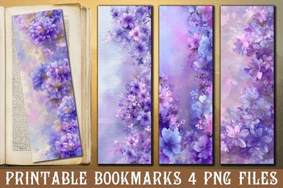 Purple Cherry Blossom Petal Bookmark: Graphics for Crafts