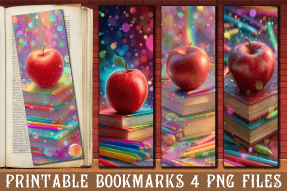 Red Apple School Teacher PNG Bookmark: Graphics & Crafts