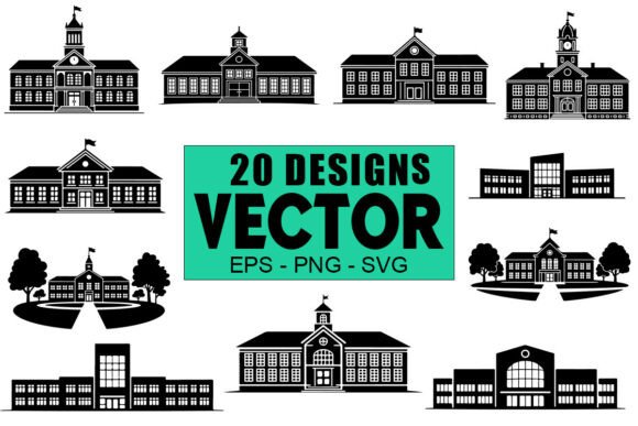 School Building Silhouette Vector Bundle: Graphics and Crafts Made Simple