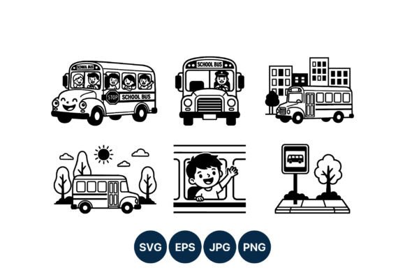 School Bus Kids Children Vector: A Graphic Design Asset for Crafts and Local Branding