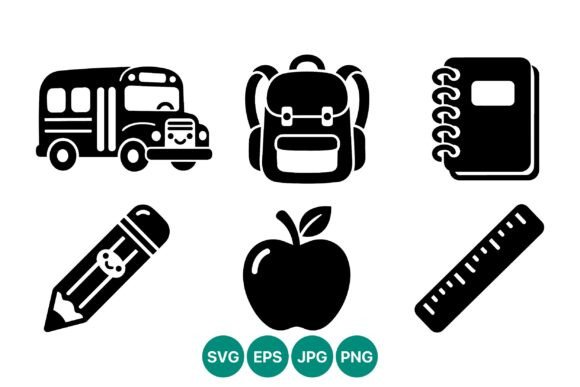 School Icons Black Set Vector: A Versatile Graphic Design Asset for Content Creators