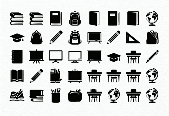 School Icons Clipart Bundle for Crafts and Graphics