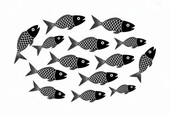 School of Fish Black and White: Graphics and Crafts in One