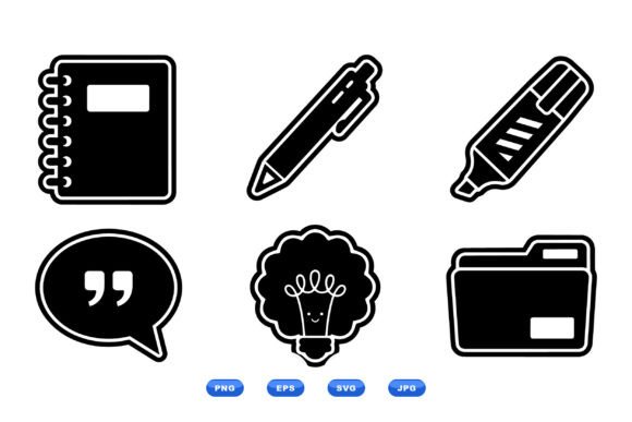 School Stationery Icon Clipart: Graphics for Crafts