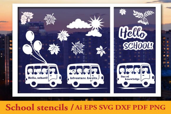 School Stencils Cut out of Paper: A Versatile Graphic Design Asset for Crafts and Branding
