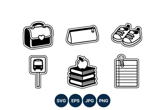 School Supplies Black White Vector: A Graphics Asset for Crafts and More