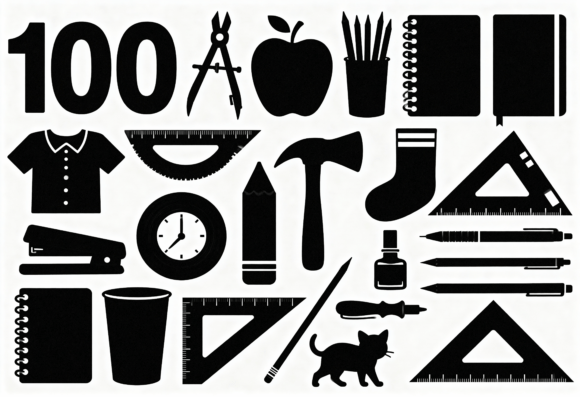 School Supplies Silhouette Bundle for Crafts and Graphics