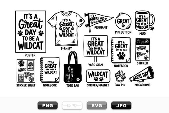 Wildcat Spirit School Design Set: A Bold Graphic Asset for Crafts and Local Branding